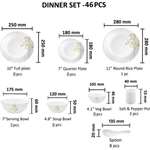LAOPALA Pack of 46 Opalware NOVO Design Dinner Set (Microwave Safe)